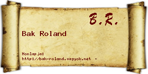 Bak Roland névjegykártya